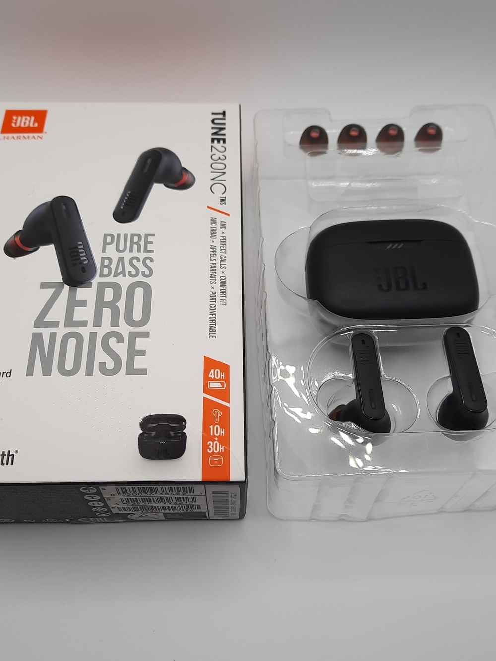 JBL Tune230NC Black Bluetooth Wireless Noise-Cancelling Earbuds, Water Resistant